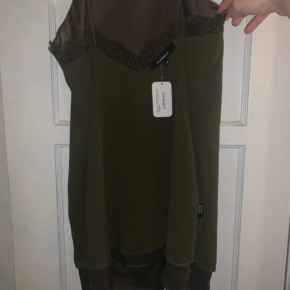 Olive green lace cami by Kinsley